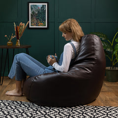 Faux Leather High Back Brown Bean bag - Taushif #