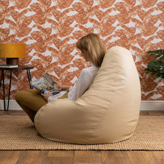 Faux Leather High Back Beige Bean bag - Taushif #