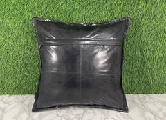 Genuine Leather Black Crunch Cushion Cover