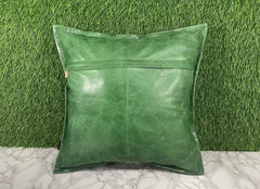 Genuine Leather Green Crunch Cushion Cover