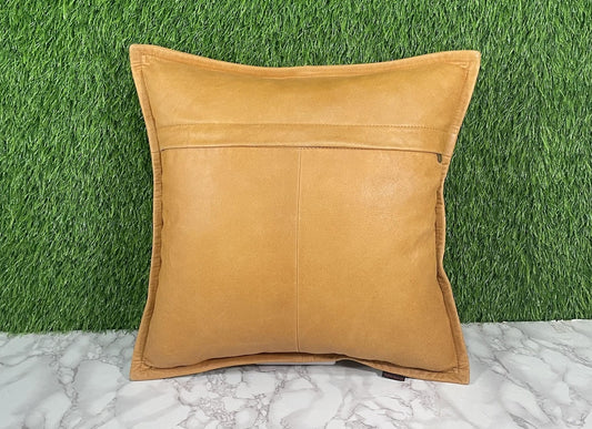 Genuine Leather Yellow Crunch Cushion Cover