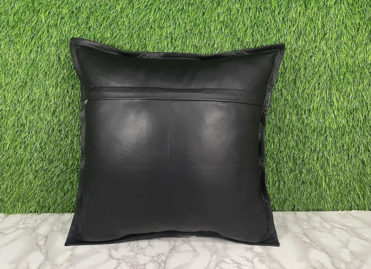 Genuine Leather Black Cushion Cover