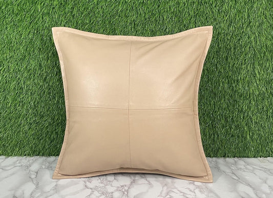 Genuine Leather Beige Cushion Cover