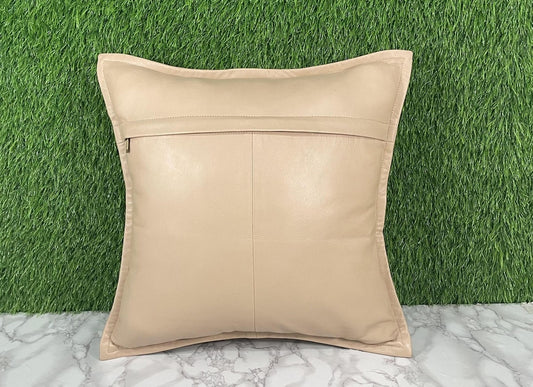 Genuine Leather Beige Cushion Cover