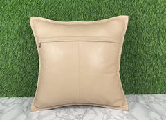 Genuine Leather Beige Cushion Cover