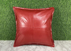 Genuine Leather Red Cushion Cover