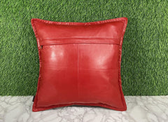 Genuine Leather Red Cushion Cover