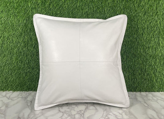 Genuine Leather White Cushion Cover