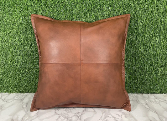 Genuine Leather Antique Tan Cushion Cover