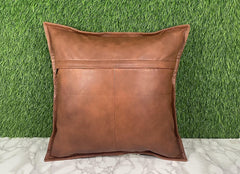 Genuine Leather Antique Tan Cushion Cover