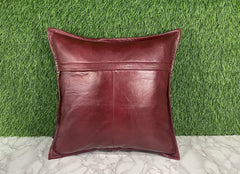 Genuine Leather Antique Red Cushion Cover