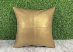 Genuine Leather Golden Cushion Cover