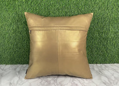 Genuine Leather Golden Cushion Cover