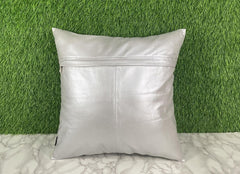 Genuine Leather Silver Cushion Cover