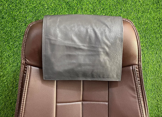 Genuine Leather Gray Slipcover Headrest - Taushif #