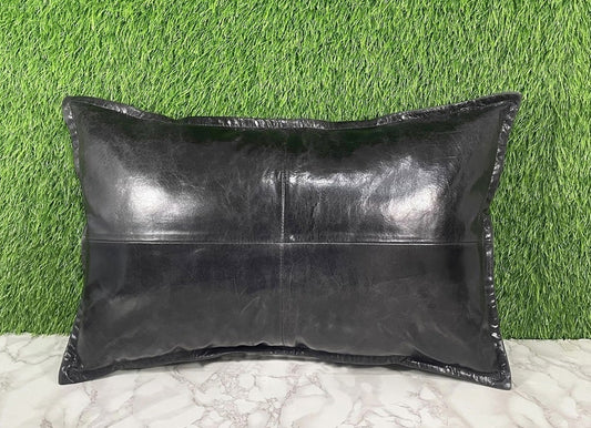 Genuine Leather Black Crunch Pillow Cover