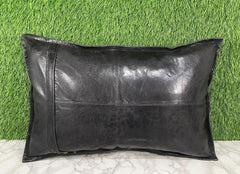 Genuine Leather Black Crunch Pillow Cover