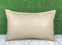 Genuine Leather Beige Pillow Cover