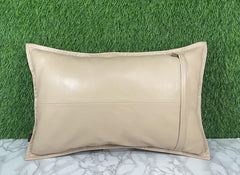 Genuine Leather Beige Pillow Cover