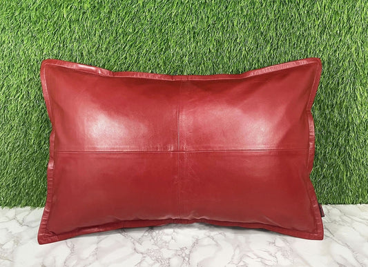 Genuine Leather Red Pillow Cover