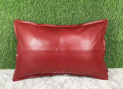 Genuine Leather Red Pillow Cover