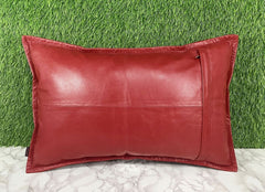 Genuine Leather Red Pillow Cover