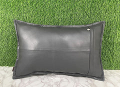 Genuine Leather Gray Pillow Cover