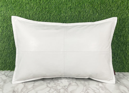 Genuine Leather White Pillow Cover