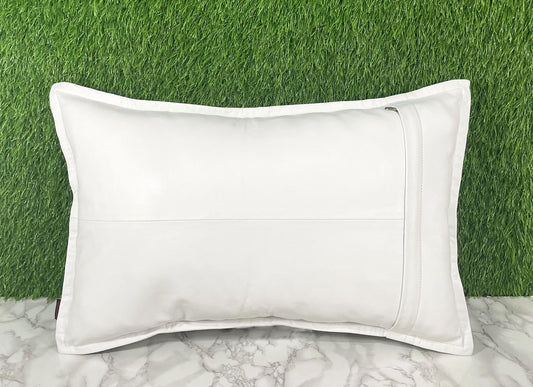 Genuine Leather White Pillow Cover