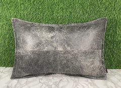 Genuine Leather Antique Gray Pillow Cover