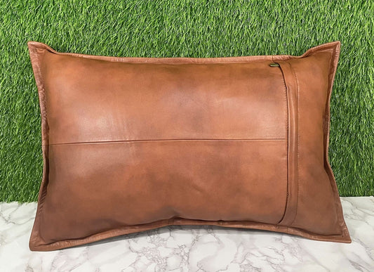 Genuine Leather Antique Tan Pillow Cover