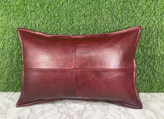 Genuine Leather Antique Red Pillow Cover