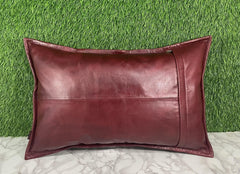 Genuine Leather Antique Red Pillow Cover