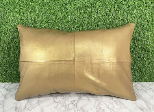 Genuine Leather Golden Pillow Cover