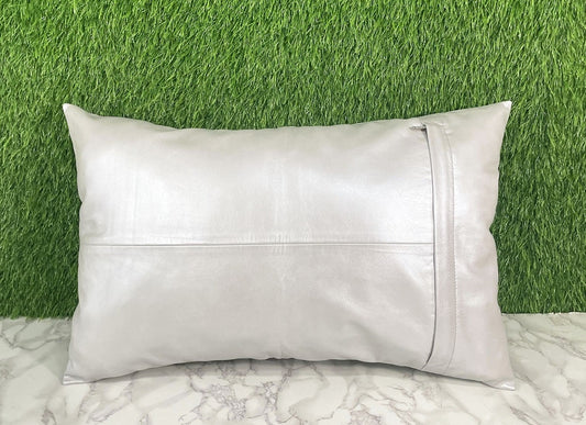 Genuine Leather Silver Pillow Cover