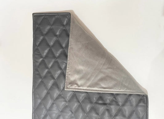 Genuine Leather Gray Quilted Slipcover Headrest - Taushif #