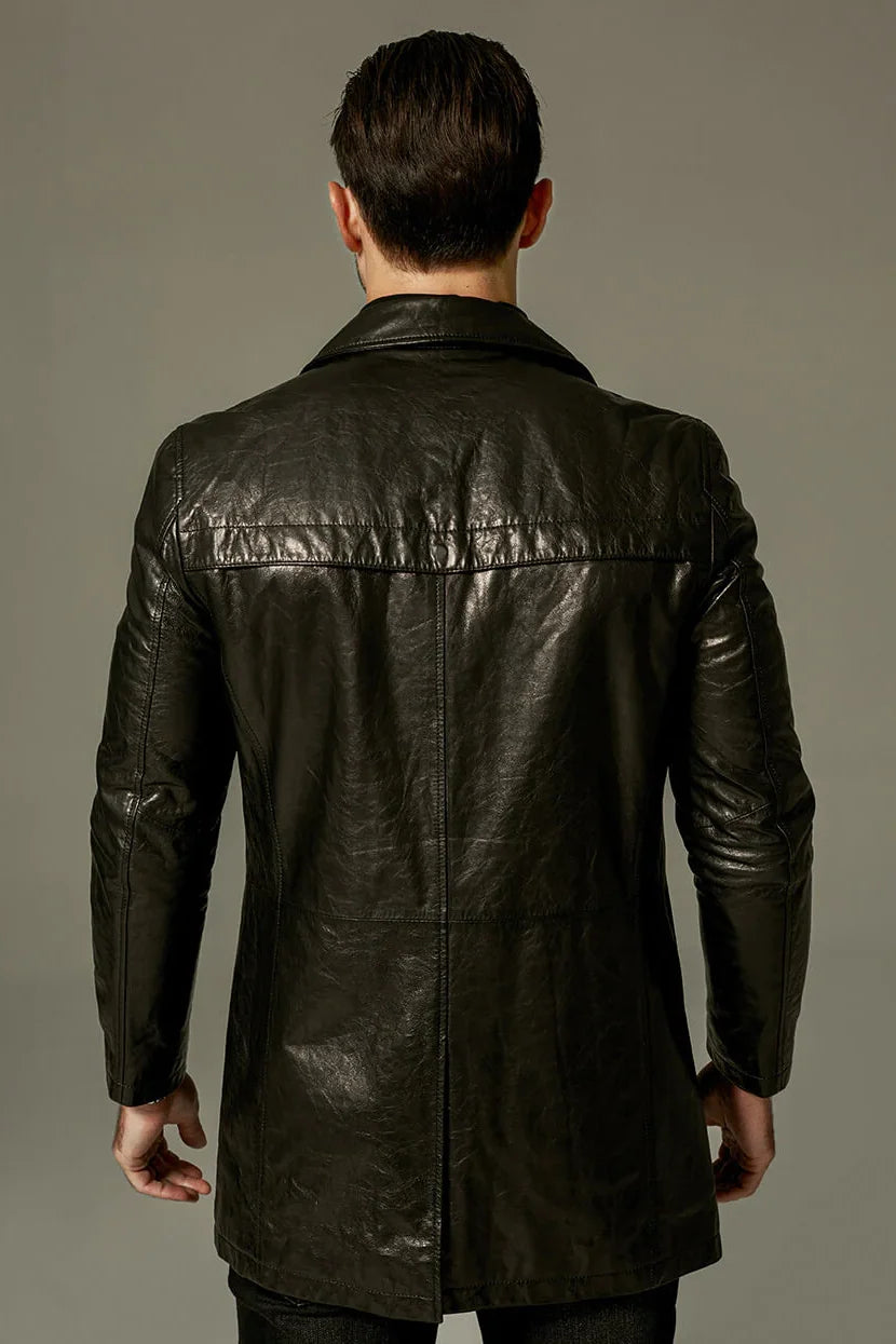 Midnight Maverick Men Leather Blazer - Taushif #