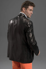 Steel Prestige Men Leather Blazer - Taushif #