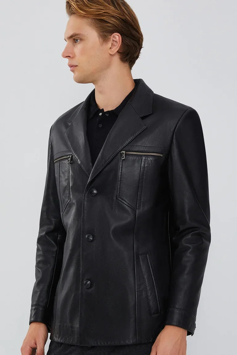 Jetstream Gentleman Men Leather Blazer - Taushif #