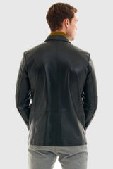 Refined Rebel Men Leather Blazer - Taushif #