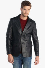 Crimson Crest Men Leather Blazer - Taushif #