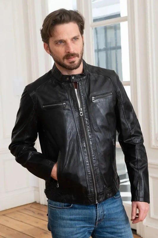 Maverick Men Black Leather Jacket - Taushif #