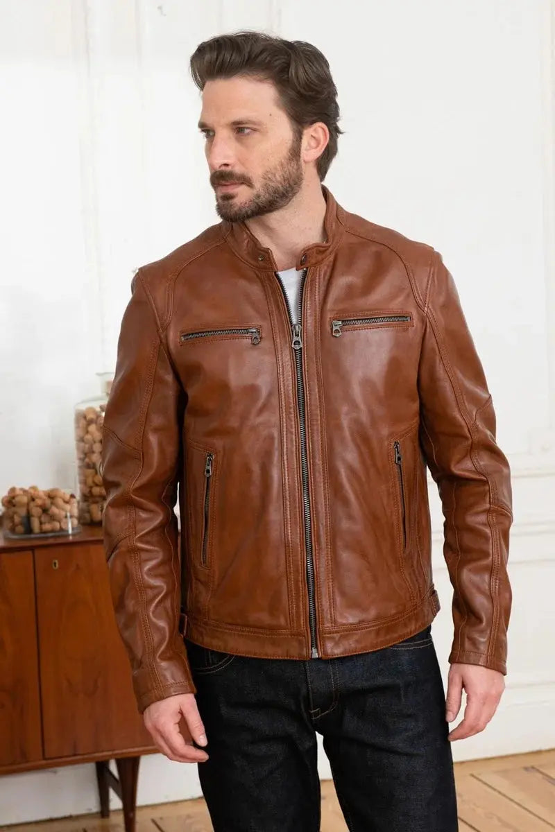 Maverick Men Brown Leather Jacket - Taushif #