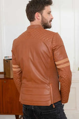 Shadow Men Brown Leather Jacket - Taushif #