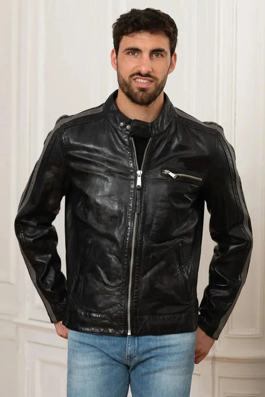 Jetstream Men Black Leather Jacket - Taushif #