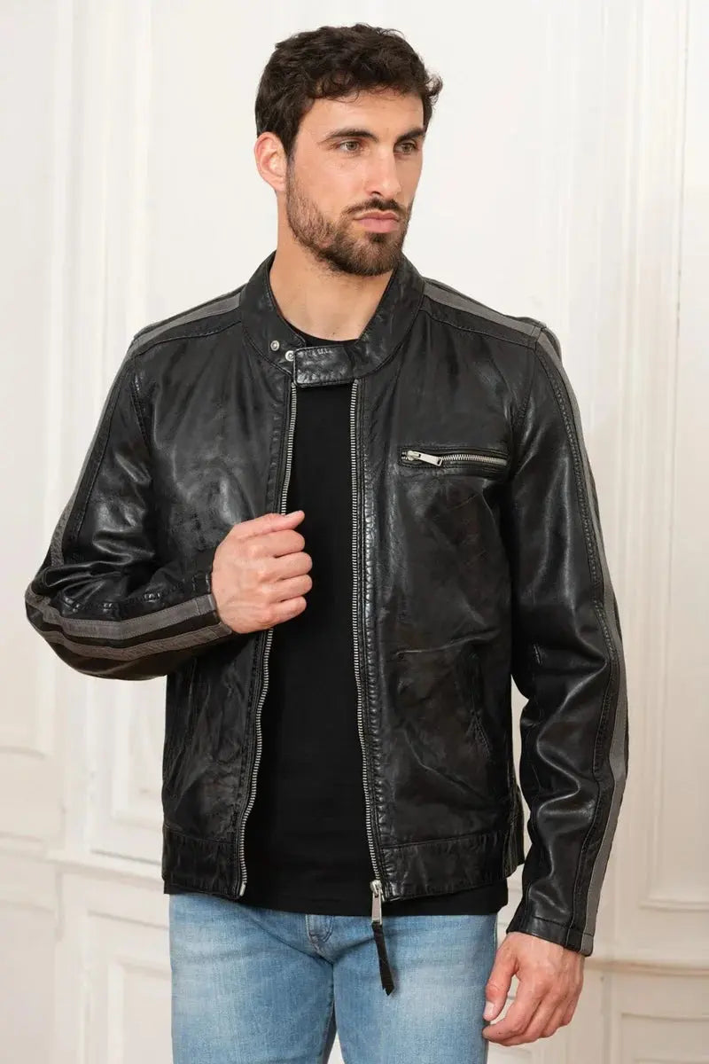 Jetstream Men Black Leather Jacket - Taushif #