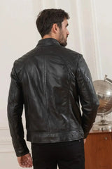 Rebel Men Black Leather Jacket - Taushif #