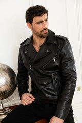 Vortex Men Black Biker Jacket - Taushif #