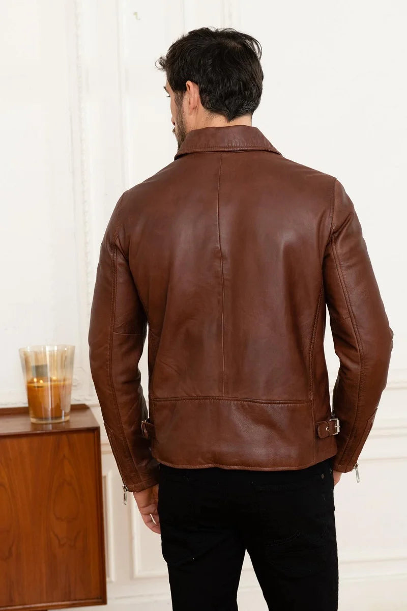 Phantom Men Brown Leather Jacket - Taushif #