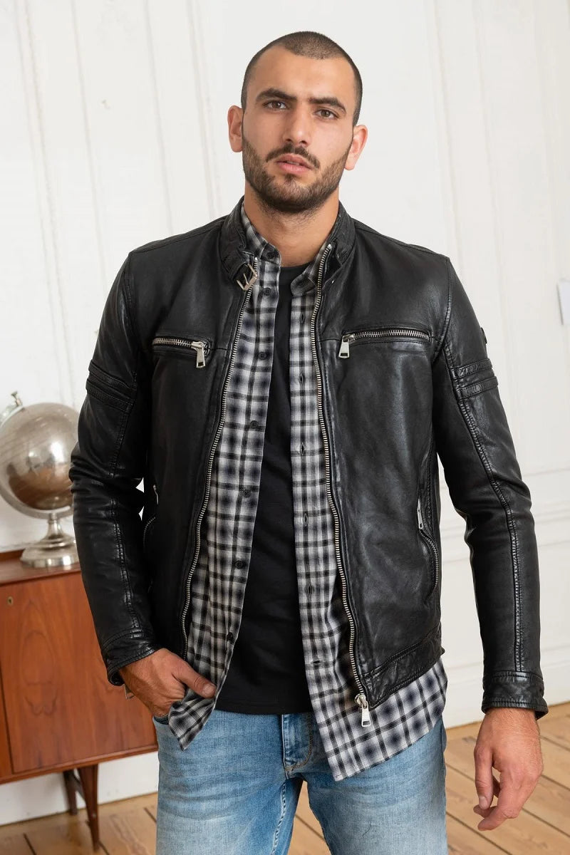 Ironclad Men Black Leather Jacket - Taushif #